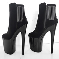 Bottes à talons pour femme 20CM, style Stripper, avec pampilles, pour pole dance, plateforme