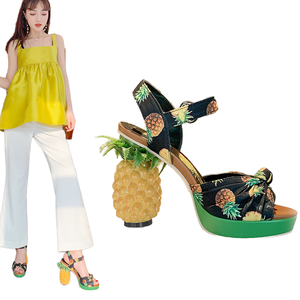 Pineapple Sandalias De Frutas New Design Luxury High Quality Color 2025 Women Bandana <b>Platform</b> Sandals All Anti-Slip Rubber - Product Image 5