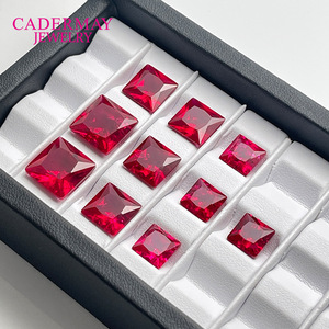 Cadermay Princess Ruby Loose Stone Square Red Synthetic Corundum For Jewelry Making - Product Image 2