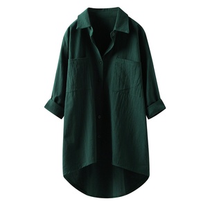 Nuova <span class=keywords><strong>Camicia</strong></span> Casual da <span class=keywords><strong>Donna</strong></span> in Cotone e <span class=keywords><strong>Lino</strong></span>, Cardigan a Maniche Lunghe con Doppie Tasche, Vestibilità Comoda - Product Image 2