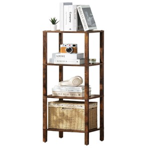 Wooden Floor Standing Bookshelf 4 Tier 14.96x10.63x41.34in Storage <b>Rack</b> For Bathroom Living Room <b>Kitchen</b> - Product Image 5