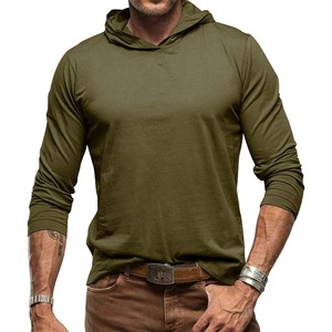 Casual Athletic Clothes Quick Dry Running Long Sleeve Cotton Sweatshirts <strong>Army</strong> Green Shirt Hooded <strong>Pullover</strong> Sports Tops for Men - Product Image 1