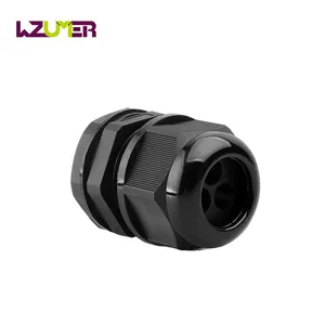 WZUMER 25mm Thread Electrical Multi Hole Wire Solar Multiple Insert Nylon Flat Cable Gland Water Proof With 3 Hole