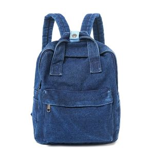 Black Canvas Shoulder <b>Backpack</b> With <b>Drawstring</b> Closure And Front Pocket Casual Daily Use Softback Design - Product Image 4