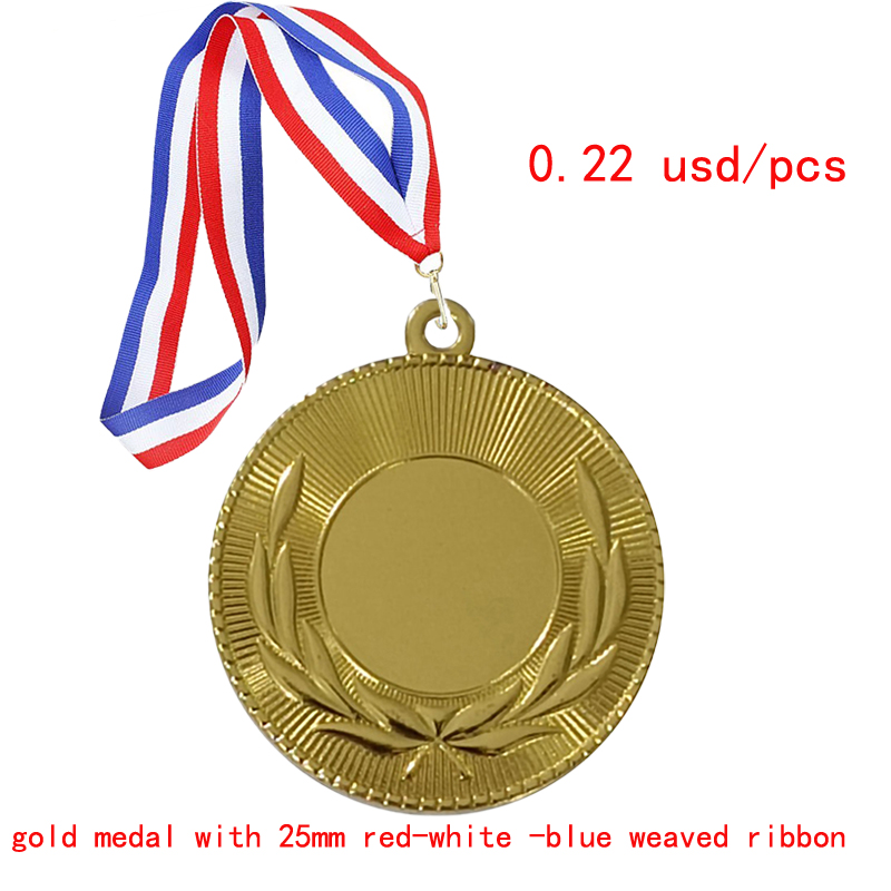 Gold with 25mm red-white-blue ribbon
