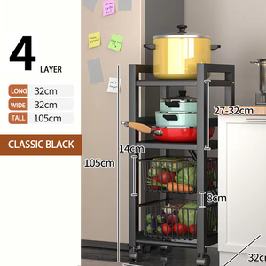 Vielseitiges Modernes Design Nachhaltiges Mehrstöckiges Metall-Küchenregal mit Körben und Rollen für Vielseitige Gemüse- und Obstaufbewahrung - Product Image 4