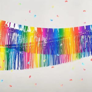 Bandera de cortina de lluvia de seda para bodas, cumpleaños, decoraciones para fiestas de Navidad, 30cm de altura, 2m de longitud, incluye <span class=keywords><strong>fondo</strong></span> de bola - Product Image 2