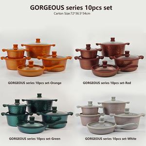 Donnor Lot de 10 poêles à <span class=keywords><strong>soupe</strong></span> antiadhésives modernes <span class=keywords><strong>en</strong></span> aluminium moulé sous pression, marbre pierre à riz médicale granit métal durable - Product Image 5