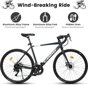 Vélo de route 700x28c, cadre en aluminium léger, 16 vitesses, freins à disque doubles professionnels, accélération rapide, léger - Product Image 3
