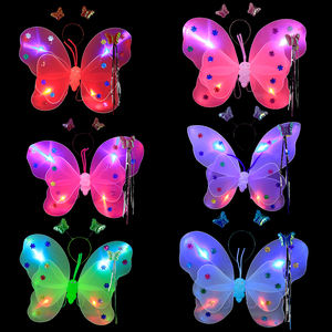 Ailes à Paillettes Lumineuses LED Brillant Fête Filles Anniversaire Petite Fée Bébé Vente en Gros Déguisement Papillon Baguette Magique Bandeau Costume - Product Image 2
