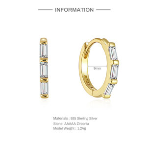 Pendientes de Aro con Circonitas Multicolores de Estilo Simple, en Plata/Oro, para Mujer, Ideales para Bodas, Joyería Personalizada - Product Image 1