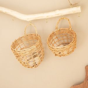 Panier mural en rotin tressé écologique pour l'organisation et le rangement <span class=keywords><strong>de</strong></span> l'ail, des oignons, des fruits, des jouets pour bébés, des pots <span class=keywords><strong>de</strong></span> fleurs et des jardinières - Product Image 3