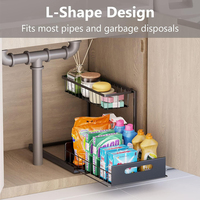 Hot Sale Metall herausziehen Küchen organisator Regale Racks Schrank Korb unter Waschbecken Lagerung mit Schiebe schubladen