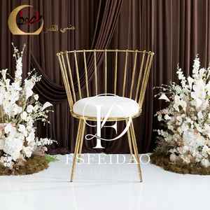 TSFEIDAO Modern Gold Metal Hotel Chair White <b>Cushion</b> Open <b>Back</b> Tapered Leg Indoor Commercial Furniture - Product Image 2