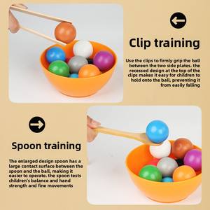 لعبة فرز الألوان الخشبية للأطفال ما قبل المدرسة بـ12 لونًا مع أوعية وأكواب وملعقة ومشبك للأطفال من 2-7 سنوات - Product Image 4