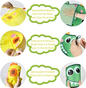 Sac de rangement en filet pour jouets de bain pour bébés avec ventouse, organisateur de jouets de baignoire pour enfants, sac de rangement en tissu en forme d'animaux de dessin animé pour poupées - Product Image 4