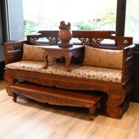 Ensemble de canapés Luohan carrés en teck durable et écoresponsable, inspiré du style Zen, lit Arhat et divan de style classique chinois
