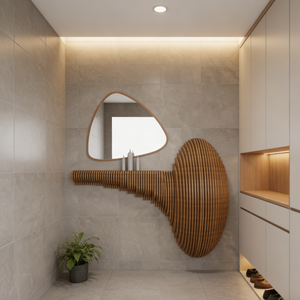 Estante de Pared Decorativo de Madera ML-WD056, Práctico para Baño, Entrada, Dormitorio, Diseño Interior Elegante para el Hogar - Product Image 3