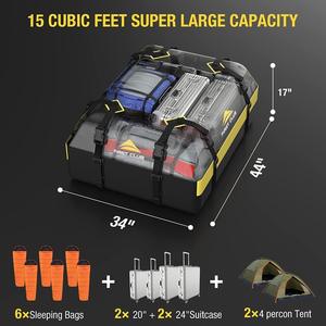 Sac de toit de voiture personnalisé en PVC de 15 pieds cubes, tissu en maille 500D, pressé à haute fréquence, imperméable, résistant au soleil, pour l'extérieur - Product Image 2