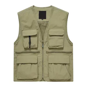 Men's Multi Pockets Cargo Waistcoat Vest For Climbing Fishing Shooting Hiking Journalist Photography Vest Waistcoat