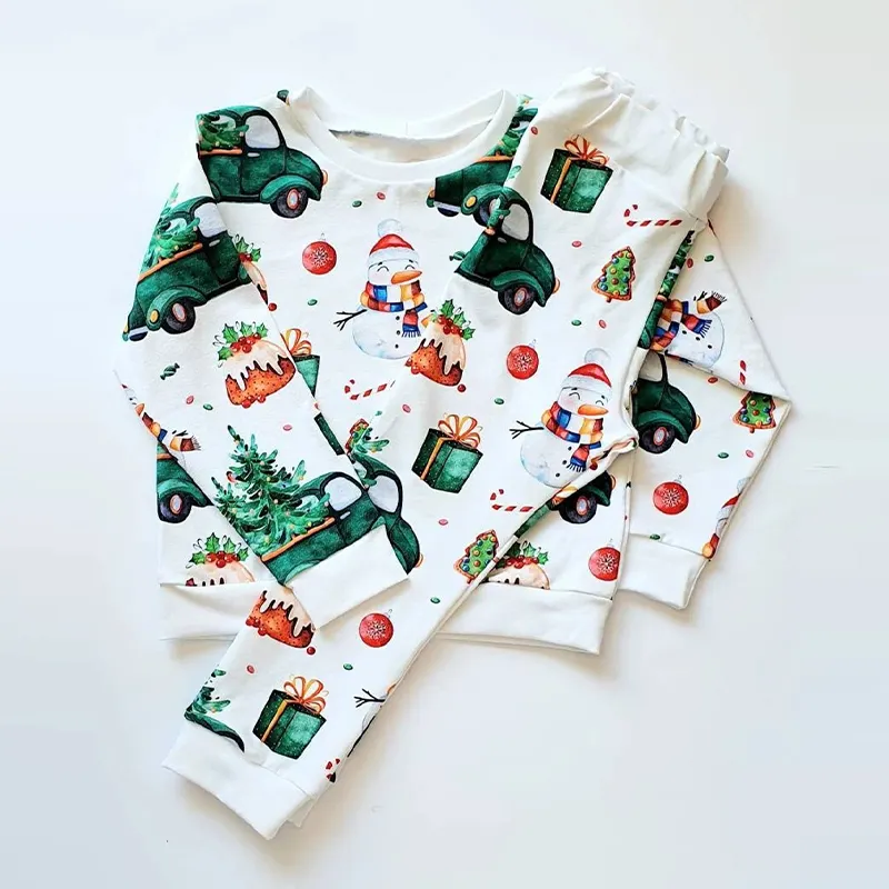 Organic cotton kids pyjamas customize christmas pjs kids clothes sets eco friendly children's pajamas wholesale kids sleepwear