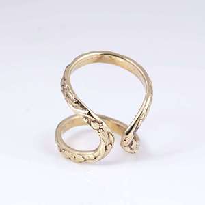 Anillo de Dedo Doble con Diseño Floral Bohemio, Acabado Antiguo, Geométrico, de Latón, para Mujer, Venta al Por Mayor, OEM, ODM - Product Image 4