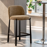 Tabouret de bar moderne de luxe nordique en tissu, avec dossier rembourré confortable, pour îlot de cuisine ou comptoir de restaurant