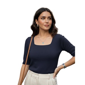 Tops de Punto para Mujer, Tejido Elástico y Suave, Top Informal y Elegante para Uso Diario, Cómodo, Transpirable y a la Moda - Product Image 1