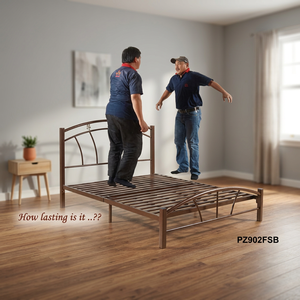 Cama Doble PAVZ con Base Plegable Super Resistente, Mueble de Dormitorio Plegable, Acabado Cobre Martillado PZ-902SB - Product Image 3