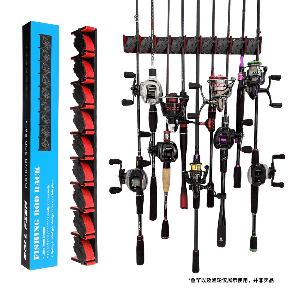 Red 9-hole fishing rod holder