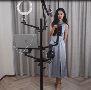 5-in-1 ảnh tự sướng sống tầng đứng thiết lập 10 "LED vòng ánh sáng microphone gắn di chuyển Hợp kim nhôm tương thích 12-17" máy tính xách tay 7-13" - Product Image 5