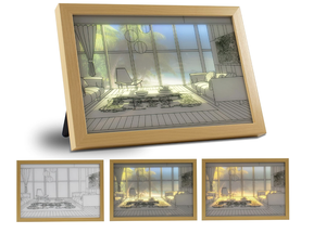 Cadre en bois avec LED brillant changement lumière soleil ombre cadre <span class=keywords><strong>photo</strong></span> pour salon mur art - Product Image 2