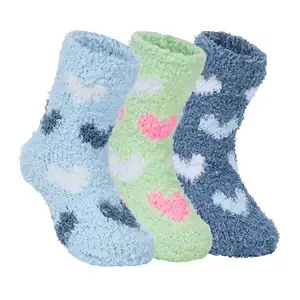 Factory Supply White Pink Comfy Crew Warm Cosy Home Bed Baby Fluffy Socks For Winter