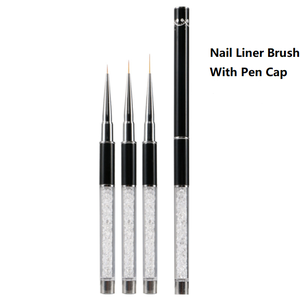 Ensemble de 3 pinceaux à ongles Kolinsky avec manche en strass blanc, pinceaux fins pour la peinture de détails, pour la manucure - Product Image 6