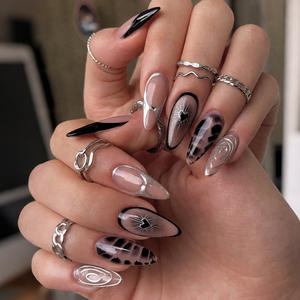 <span class=keywords><strong>Faux</strong></span> <span class=keywords><strong>ongles</strong></span> portables de forme amande de style français <span class=keywords><strong>avec</strong></span> pointe longue, application sur les doigts, longueur moyenne et longue, vente en gros - Product Image 4