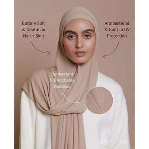 ฮิญาบผ้าใยไผ่ธรรมชาติแบบพรีเมี่ยมผ้าเจอร์ซี่ระบายอากาศได้ดีผ้าเจอร์ซี่น้ำหนักเบาผ้าย่นย่นผ้าคอตตอนผ้ายืด - Product Image 2