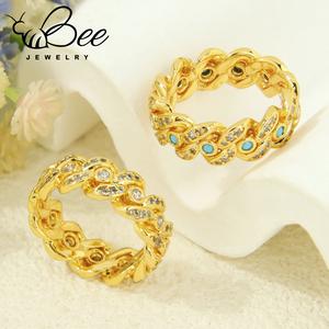 Anillos Anchos de Moda de Dubái para Mujer, Estilo Islámico Saudí, para Bodas y Fiestas, Chapados en Oro de 21k, con Zirconia Italiana Hueca - Product Image 3