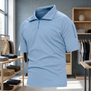 Camiseta Polo con Cierre para Hombre, Antiarrugas, Tejido Sólido, Secado Rápido, Transpirable, Manga Corta, para Senderismo - Product Image 3