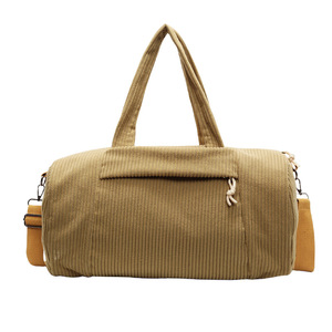 Sac de sport rétro en velours côtelé à fines bandes, en tissu doux et agréable pour la peau, pour hommes et femmes, idéal pour le yoga, la natation, avec séparation sec/humide, sac de rangement pour l'entraînement - Product Image 2