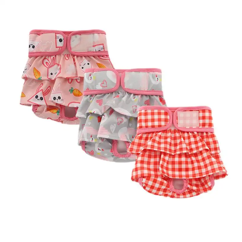 XS - L Wholesale Pet Female Dog Diapers   Washable Dress-Style Dog Diapers Female for Girl Dog  Sold individually 