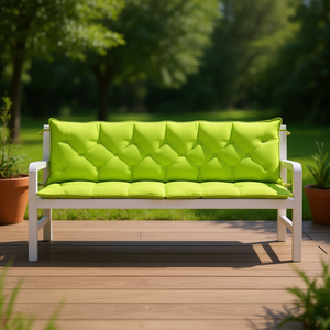Ensemble de coussins pour banc de jardin d'extérieur, vert, rectangulaire, matelassé, résistant à l'eau, amovible, lavable, toutes saisons, 100% polyester - Product Image 2