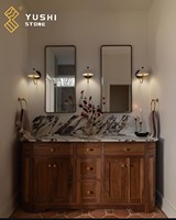 Meuble-lavabo de salle de bain YUSHI en marbre Calacatta Viola, design moderne et luxueux, armoire en bois massif sur mesure pour projets hôteliers et villas haut de gamme