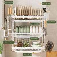Égouttoir à vaisselle mural de style japonais avec porte-tasses pour évier et rangement sur comptoir