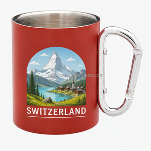 Taza de Viaje de Acero Inoxidable 304 con Asa, Taza de Camping con Mosquetón, Diseño Personalizado, Recuerdo de Dolomitas, Italia, Taza de Café - Product Image 5
