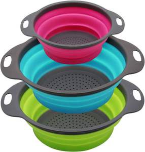 Set di 3 <span class=keywords><strong>grande</strong></span> colino in Silicone pieghevole colino da cucina per drenare la Pasta frutta e verdura per il lavaggio dei cestini del filtro - Product Image 1