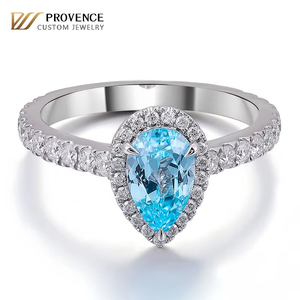 Anello Solitario Classico in Oro Massiccio 18K con Diamante Blu Coltivato in Laboratorio, Taglio a Pera, Certificato IGI, Supera il Test del Diamante, Gioielli da Donna - Product Image 1