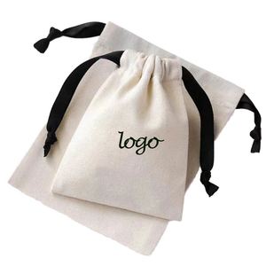 Small <b>Drawstring</b> Storage <b>Bag</b> Organic Recycled Cotton <b>Canvas</b> Fabric Eco-Friendly Ribbon Closure <b>Canvas</b> Storage <b>Bag</b> - Product Image 1