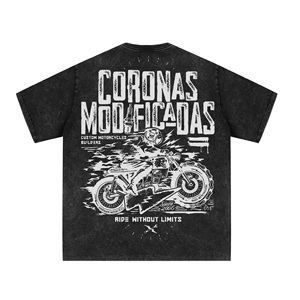T-shirt personnalisé imprimé numériquement, coupe ample, effet vieilli, délavé à l'acide, épaules tombantes - Product Image 1