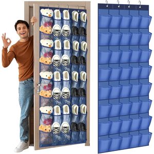 Organizador de zapatos colgante para puerta con 40 bolsillos, bolsillos de malla azul marino para armario, estante de almacenamiento detrás de la puerta - Product Image 1