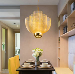 Lámpara Colgante Moderna de Lujo con <span class=keywords><strong>Malla</strong></span> Dorada, Candelabro de Alambre de 3 Niveles para Proyectos de Interiores de Hoteles de Alta Gama, Vestíbulos y Restaurantes - Product Image 2